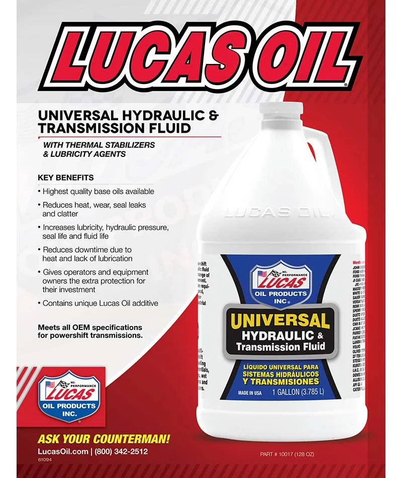 Lucas Oil 10017 Hydraulic Fluid Universal Gallon Size Bottles, Case of 4