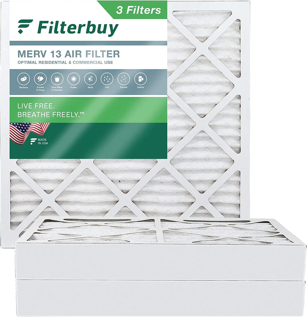 Filterbuy 12x12x4 MERV 13 Pleated HVAC AC Furnace Air Filters (3-Pack)