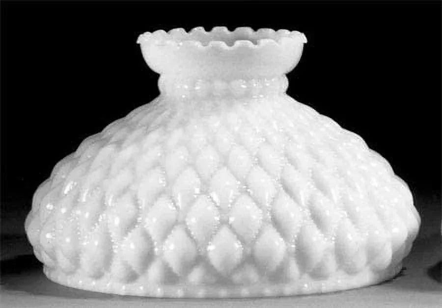 GOURE® 10" Opal Diamond Quilted Pattern Student Glass Shade with Crimped Top