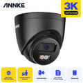 ANNKE 3K PoE Security Camera, Black Outdoor Turret Surveillance Wired Cameras for Home Security, AI Human/Vehicle Detection, Smart Dual Light, Color Night Vision, 120 dB WDR, 2.8mm Lens, Built-in Mic