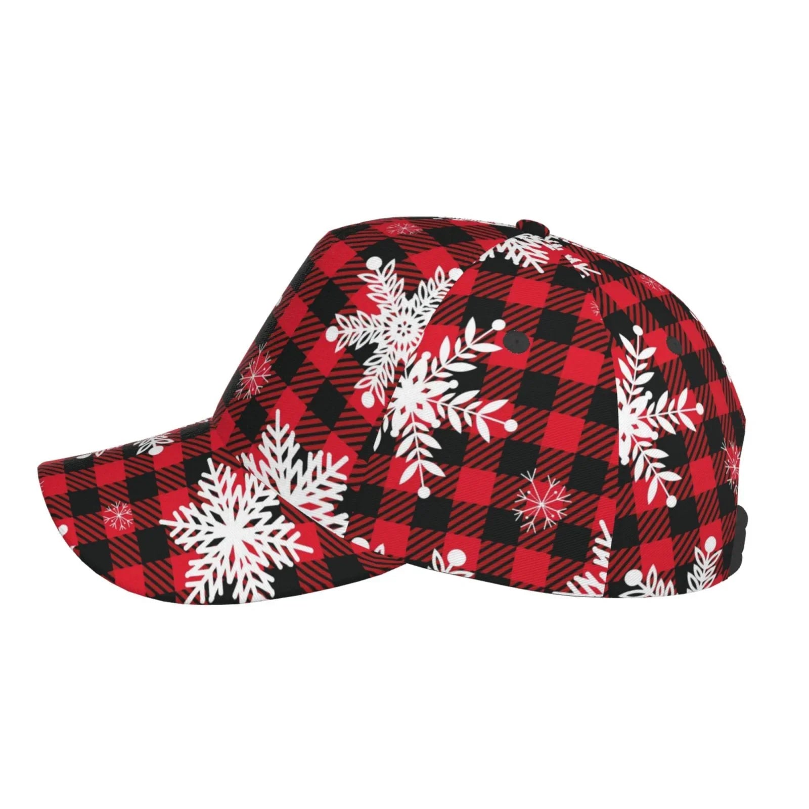 Balery Baseball Cap Adjustable Size for Running Workouts and Outdoor Activities All Seasons Dad Hat(Snowflakes On A Buffalo Plaid)