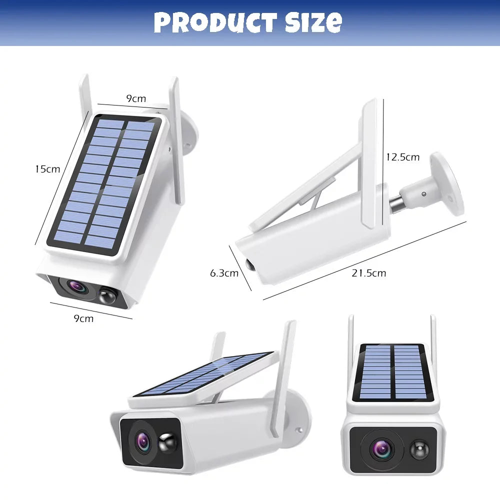 Security Cameras Wireless Outdoor, DFITO Solar Security Camera Outdoor with Solar Panel, PIR Detection, 2-Way Talk, Night Vision,Waterproof, White