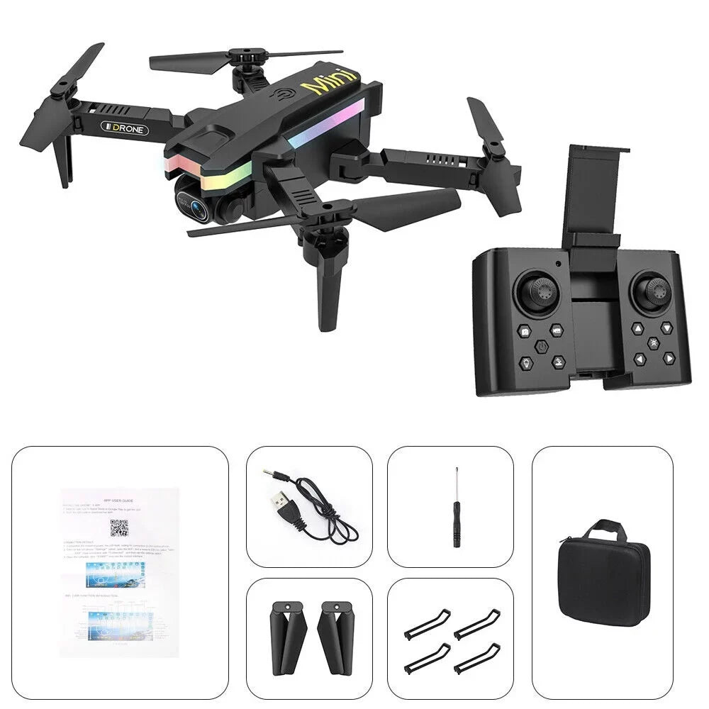 JahyShow SkyCapture Mini Drone - Black Folding Quad with 4K HD Dual Camera - Aerial Photography Pro