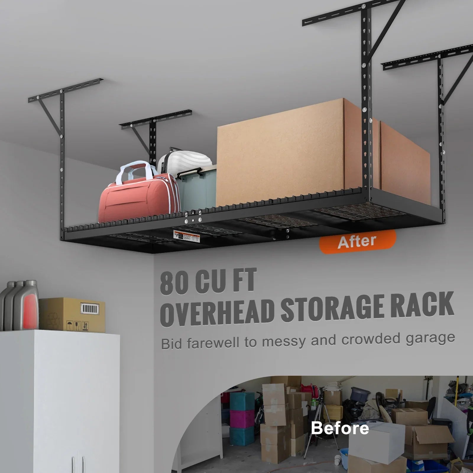 SKYSHALO Overhead Adjustable Garage Storage Stand 36x96in Ceiling Stand 600lb Black