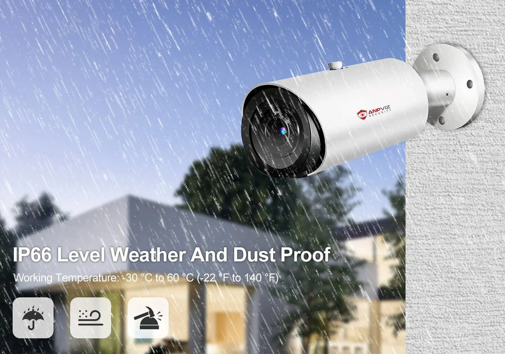 ANPVIZ 5MP Bullet Camera 4X Zoom Camera Support Human Vehicle Detection 30M IR Distance Built in Mic H.265 IP66