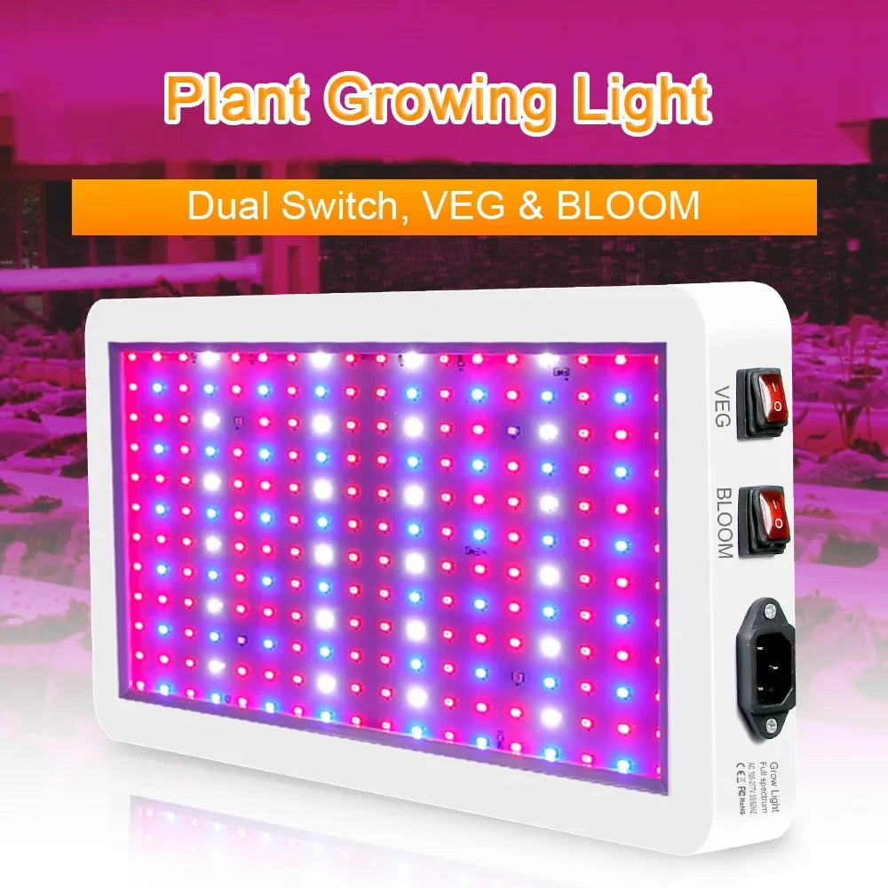 2000W Full Spectrum LED Grow Light with 312 LEDs - Indoor Plant Growing Lamp with Veg/Bloom Switch, IP65 Waterproof, Excellent for Seedlings, Flowers, Greenhouse