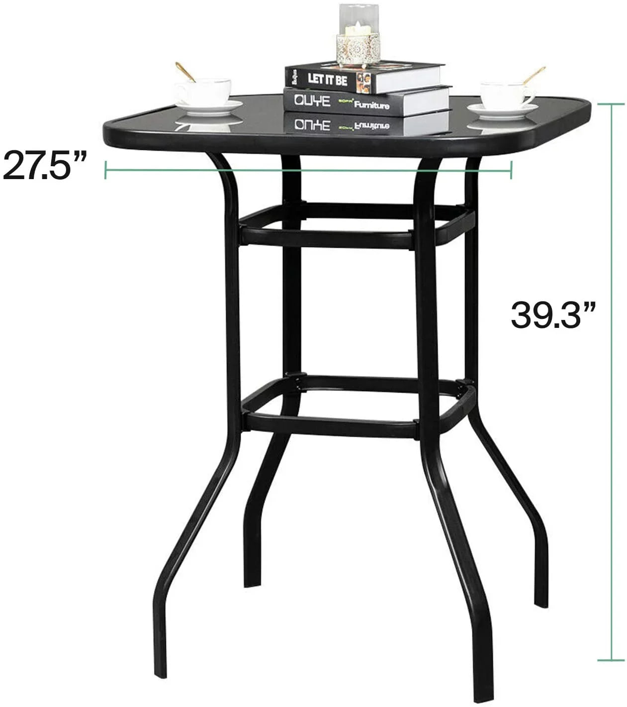 Nikias Strong Solid Glass Bar Table For Deck