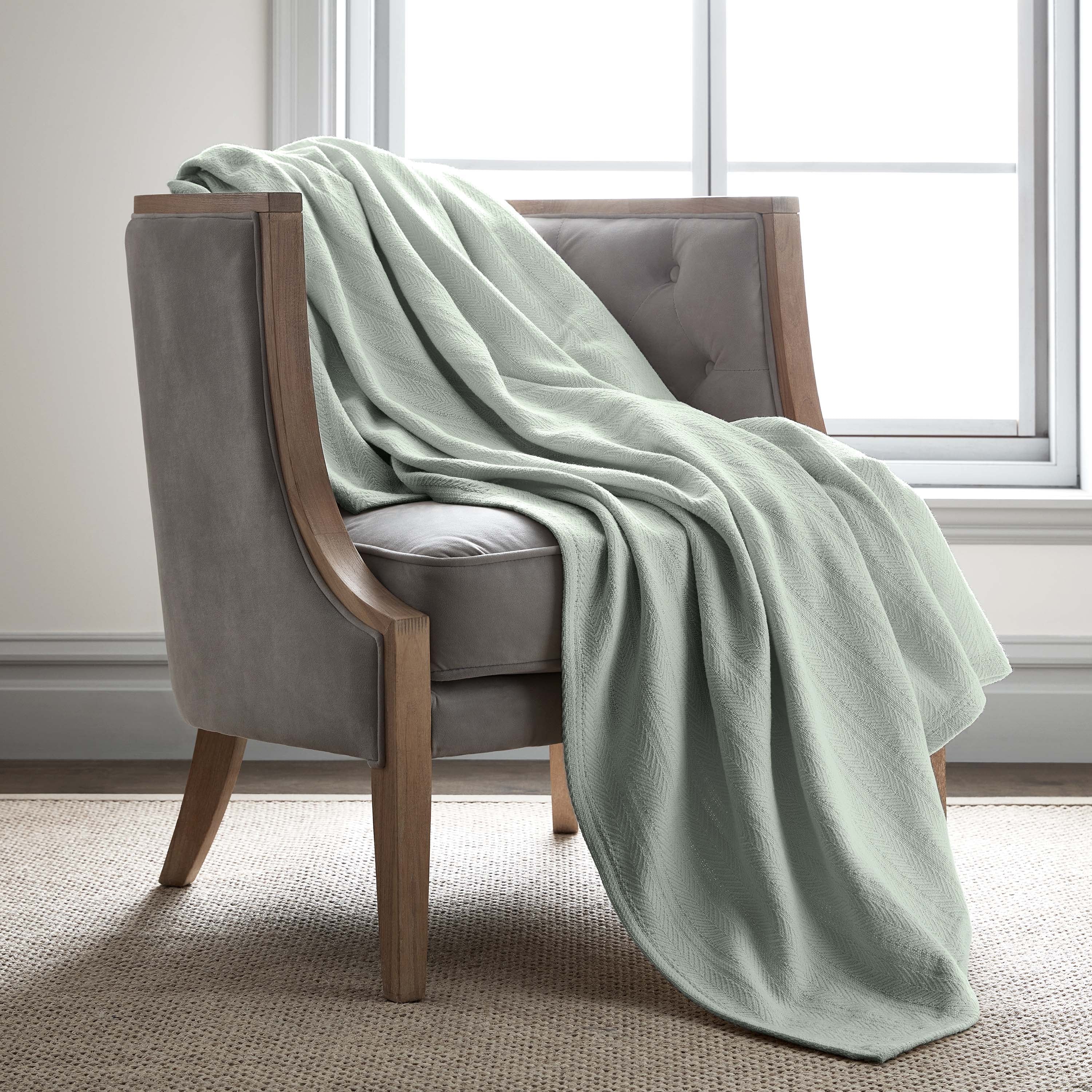Vellux 100% Cotton Blanket - Soft, Breathable, Cozy & Lightweight Thermal Blanket - All Season Queen Size Blanket Perfect for Layering Bed, Couch & Sofa - Hotel Caliber (90x90 Inch Light Grey)