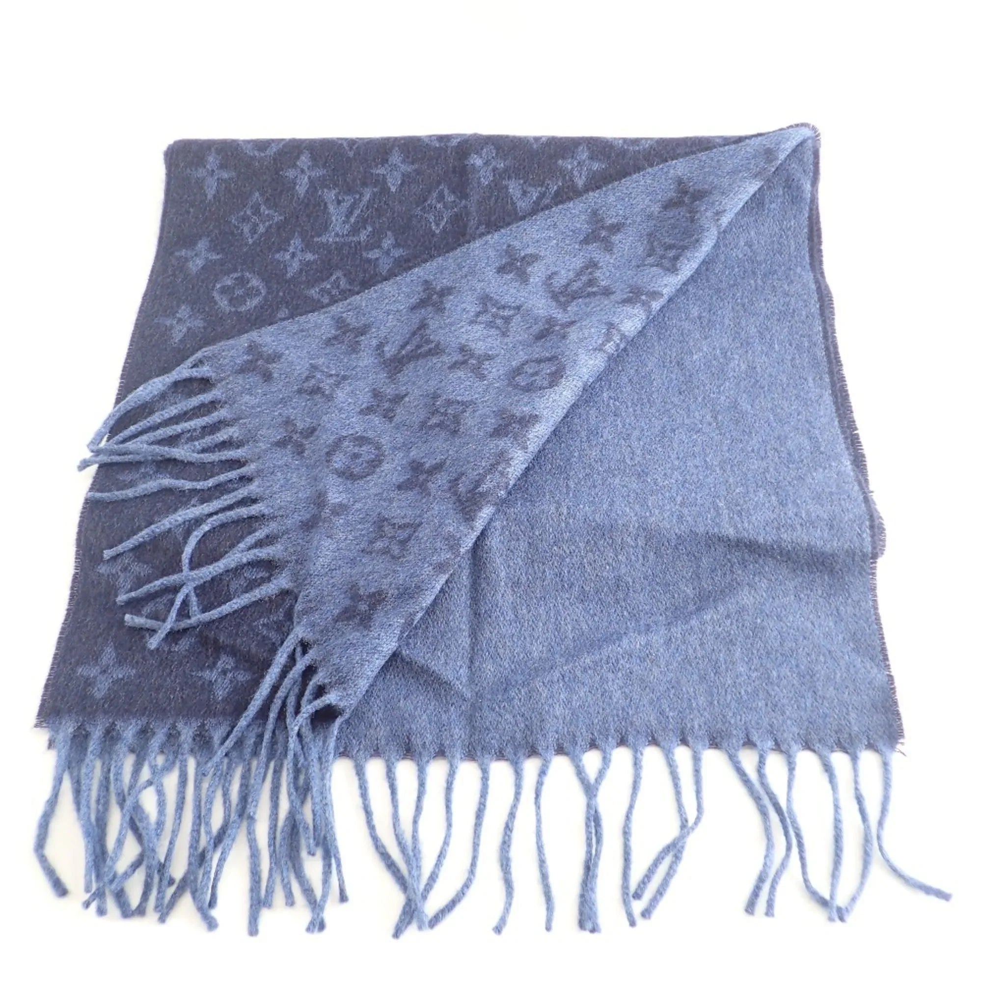 Pre-Owned LOUIS VUITTON M70257 Monogram Scarf Gradient Blue Marine Men's (Good)