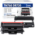 TN760 TN730 Toner Cartridge and DR730 Drum Unit Set Matching for Brother DCP-L2550DW HL-L2350DW MFC-L2710DW MFC-L2690DW Printer (2x TN-760 Toner, 1x DR-730 Drum Unit )