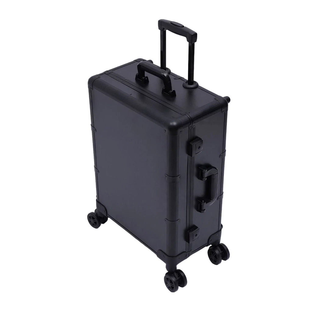 DENEST Rolling Makeup Case Trolley Train Box Organizer with Key Travel Cosmetic Luggage