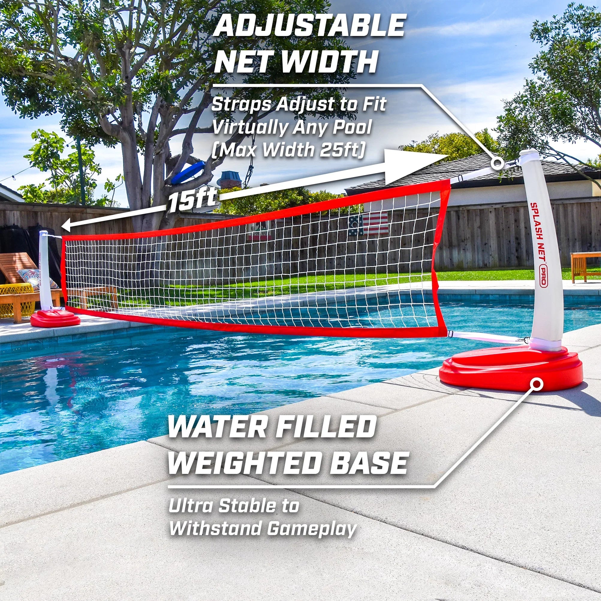 GoSports Splash Net PRO Pool Volleyball Net, Includes 2 Balls, Red