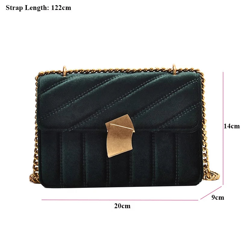 Luxury Handbags Velvet Crossbody Bag women Vintage bag Velour Special Lock Ladies Chain Messenger Bags