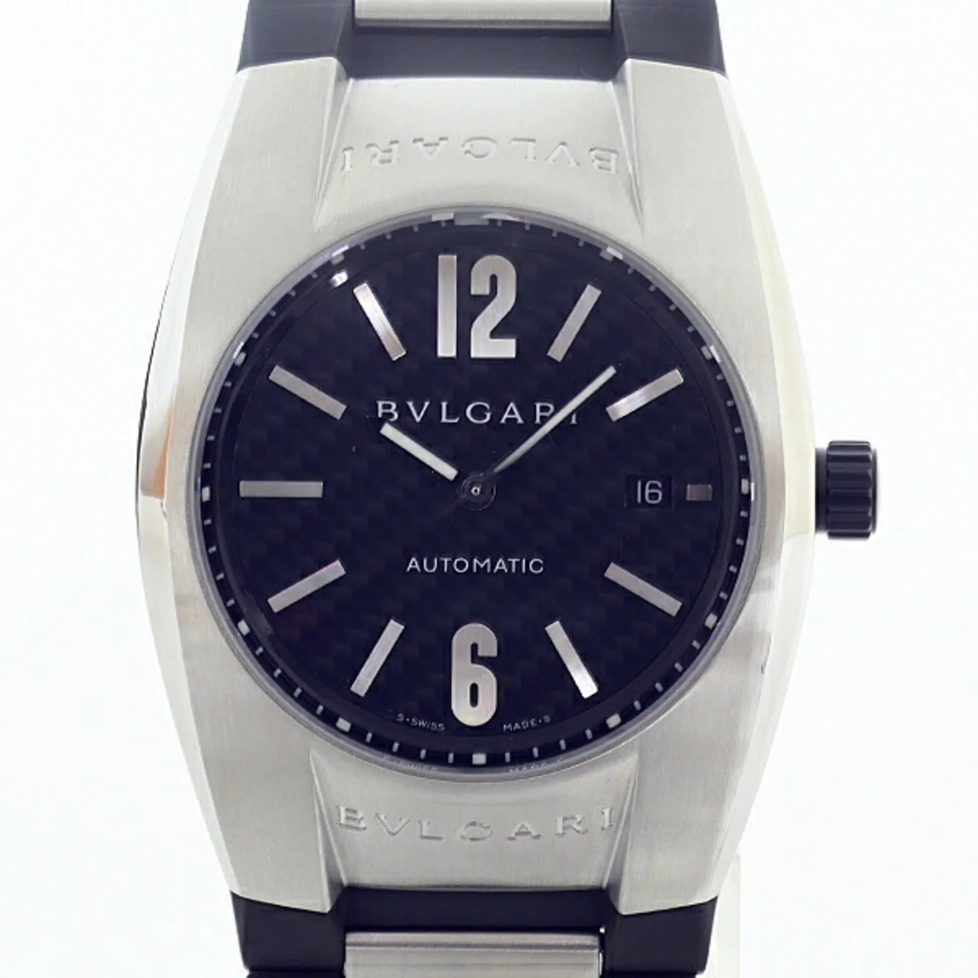 Pre-Owned BVLGARI Bulgari men's watch Ergon EG40S black (black) dial rubber belt self-winding (Good)