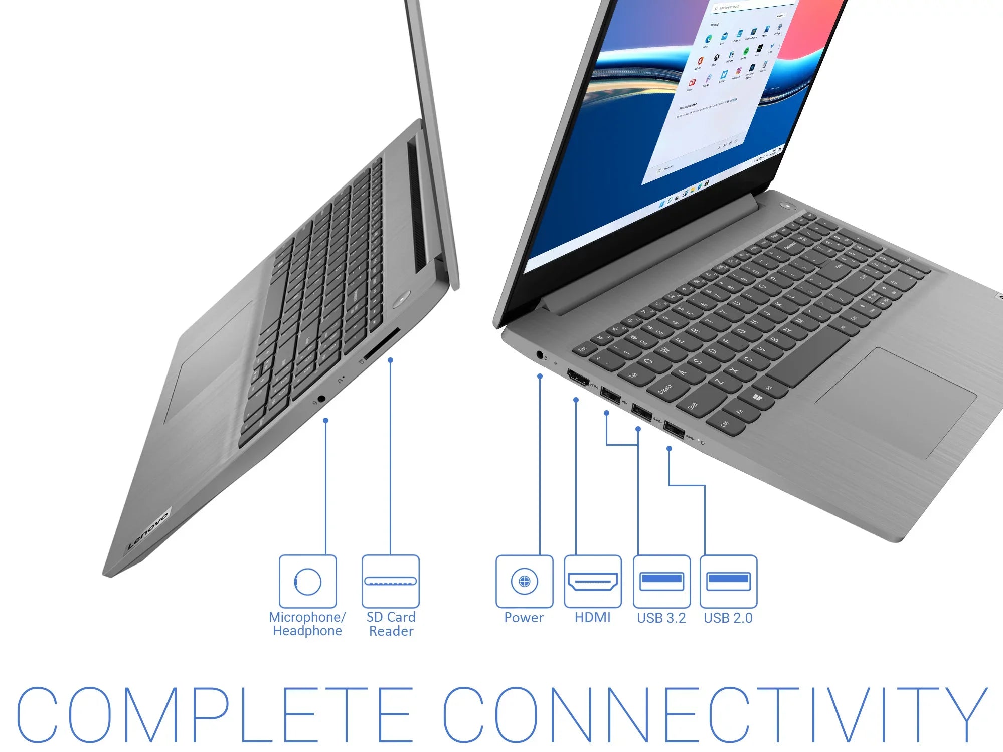 Lenovo IdeaPad 3 Laptop, 15.6" HD Touch Display, i3-1115G4 Upto 4.1GHz, 8GB RAM, 256GB NVMe SSD, HDMI, Card Reader, Wi-Fi, Bluetooth, Windows 11 Pro S