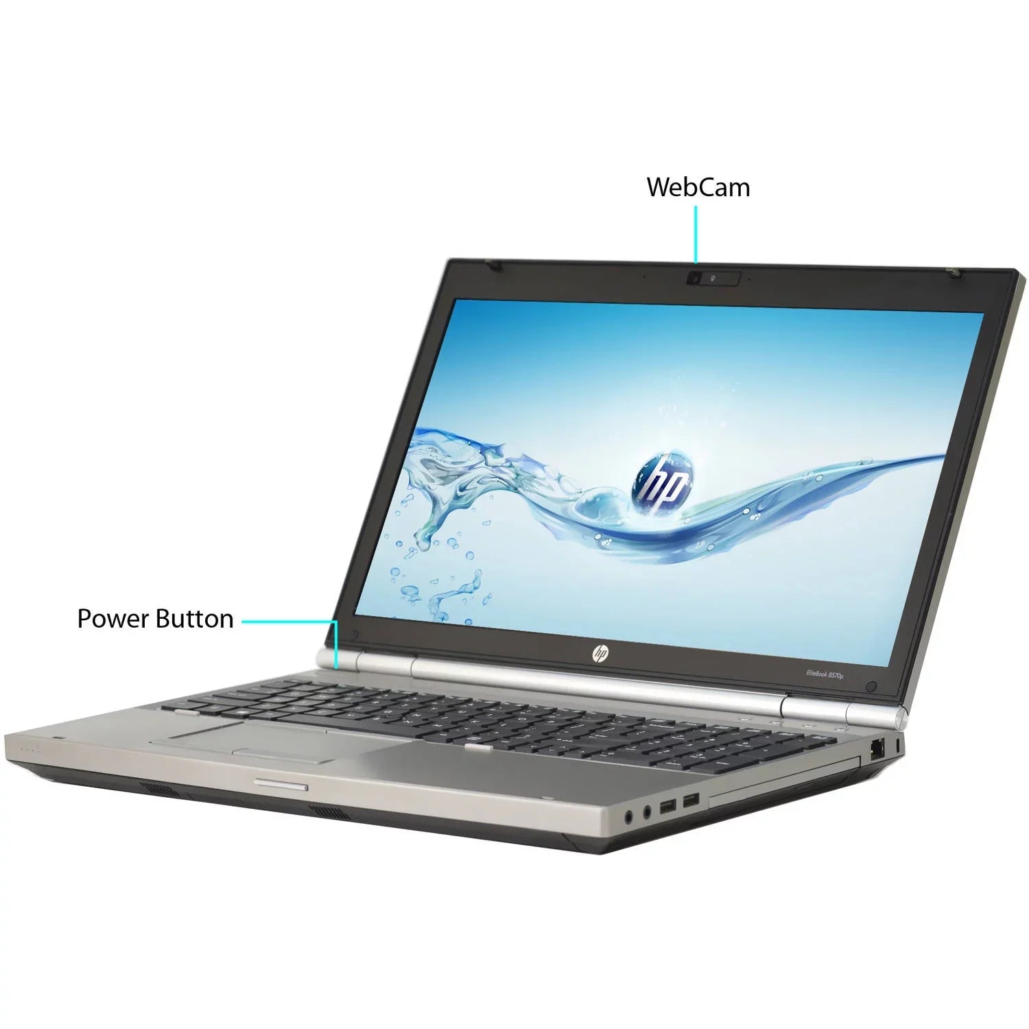 Used HP 15.6" EliteBook 8570P Laptop PC with i7-3720QM Processor, 8GB Memory, 750GB Hard Drive and Windows 10 Pro