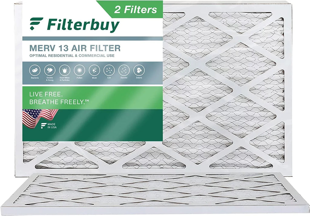 Filterbuy 12x20x1 MERV 13 Pleated HVAC AC Furnace Air Filters (2-Pack)