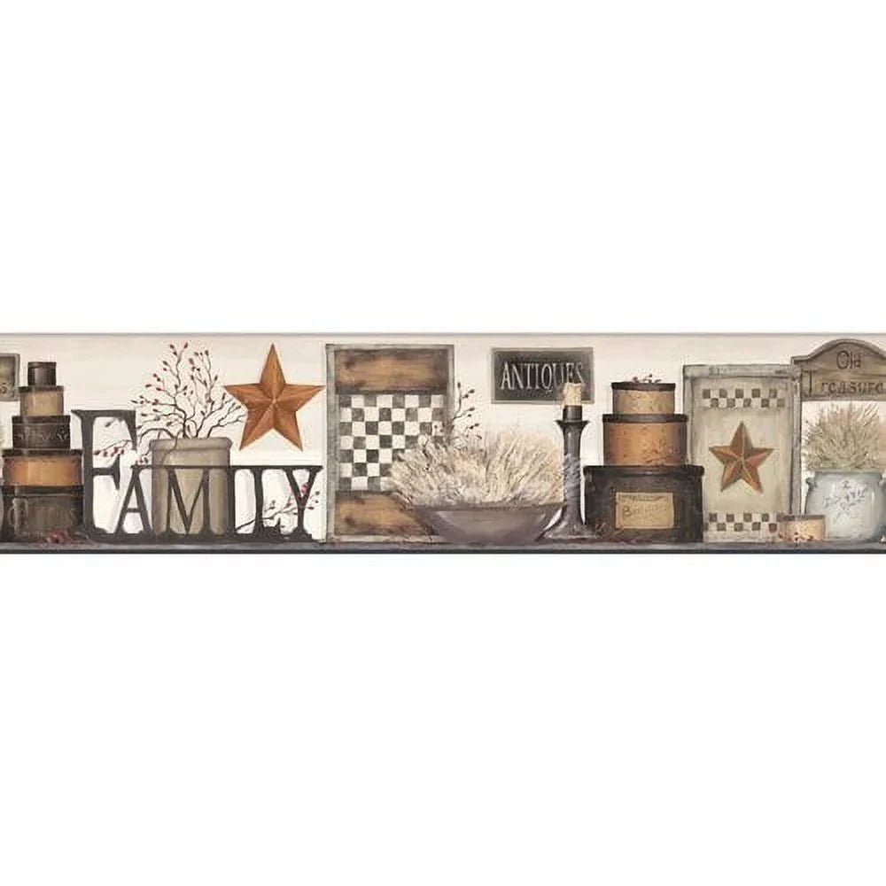 York Protection Country Keepsakes Family Shelf Border Wallpaper