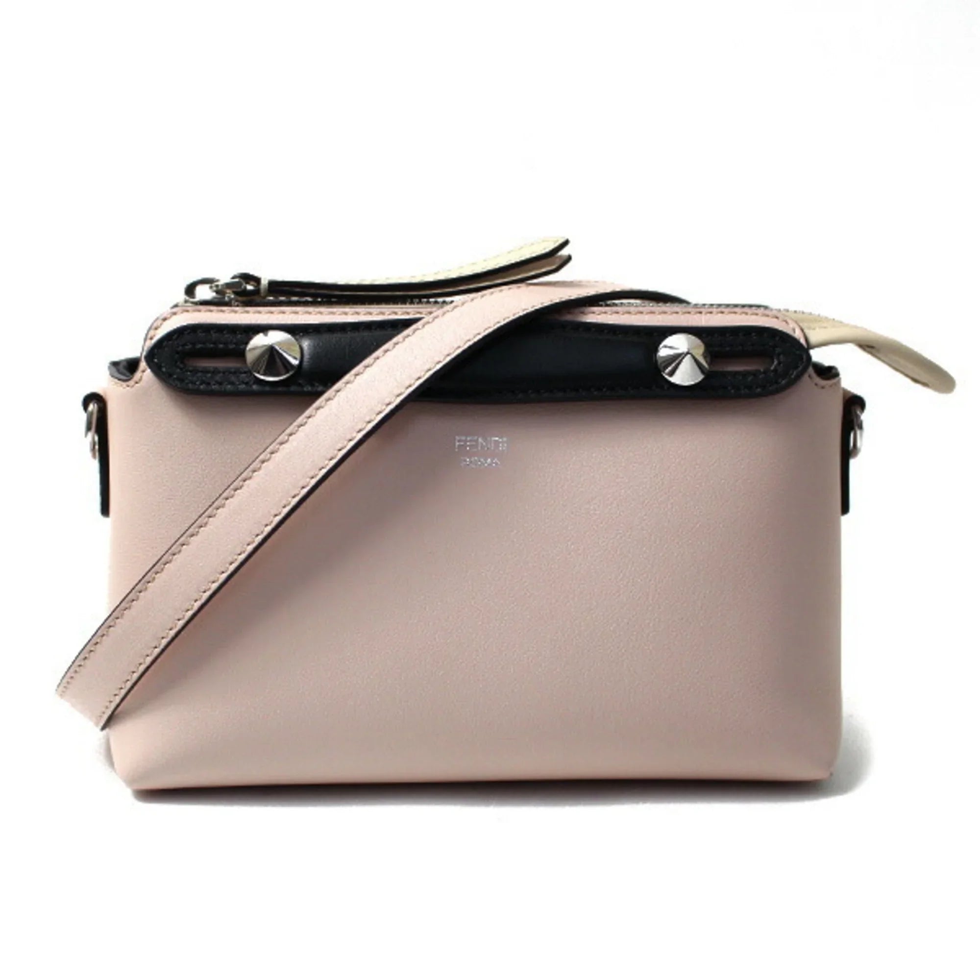 Pre-Owned FENDI By the Way Small Boston 2Way Shoulder Bag Light Pink Black Beige 8BL145 5QJ F1D5B BY THE WAY Women's (Good)