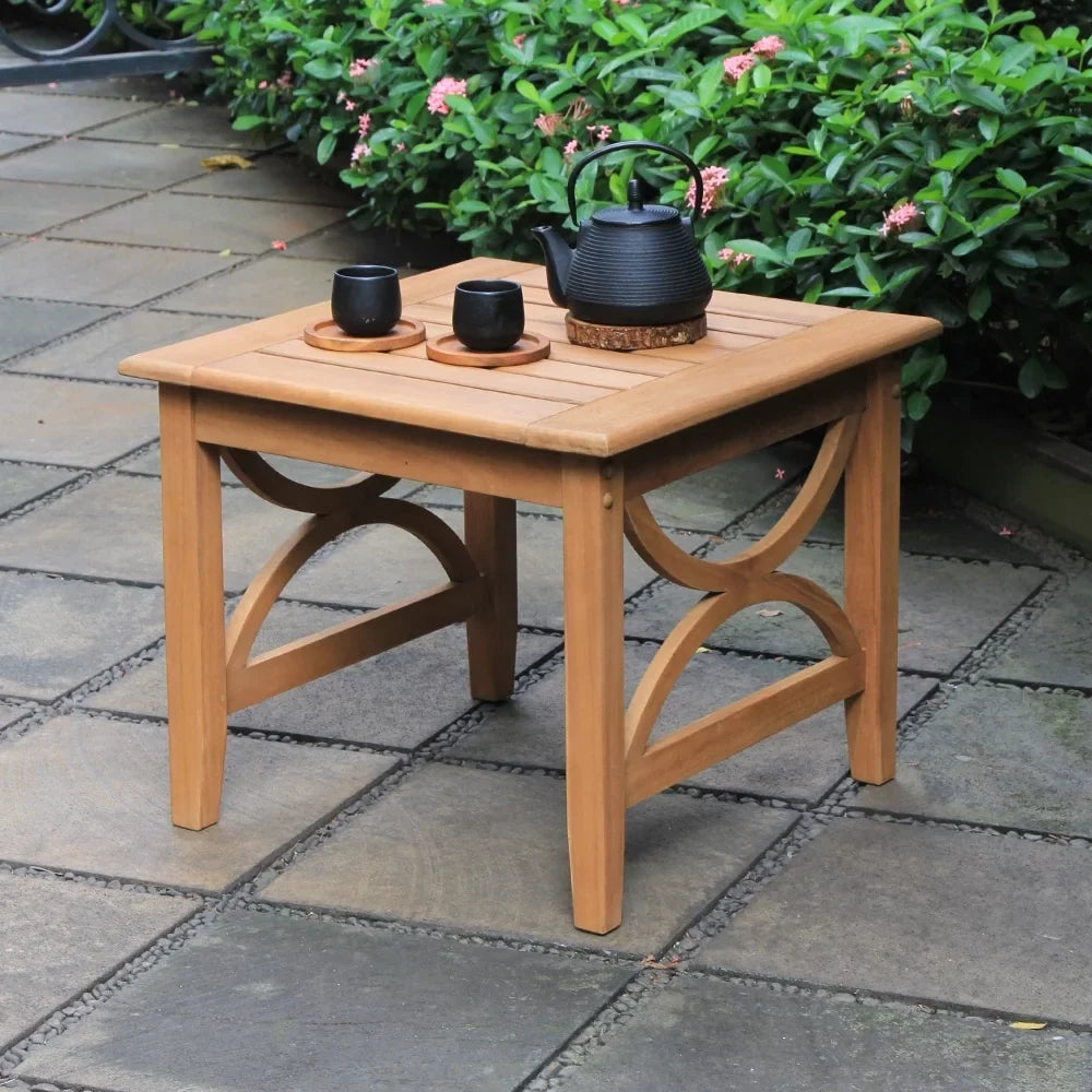 Cambridge Casual Lowell Teak Patio Side Table Condition Gray