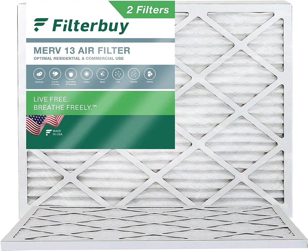Filterbuy 14x20x1 MERV 13 Pleated HVAC AC Furnace Air Filters (2-Pack)