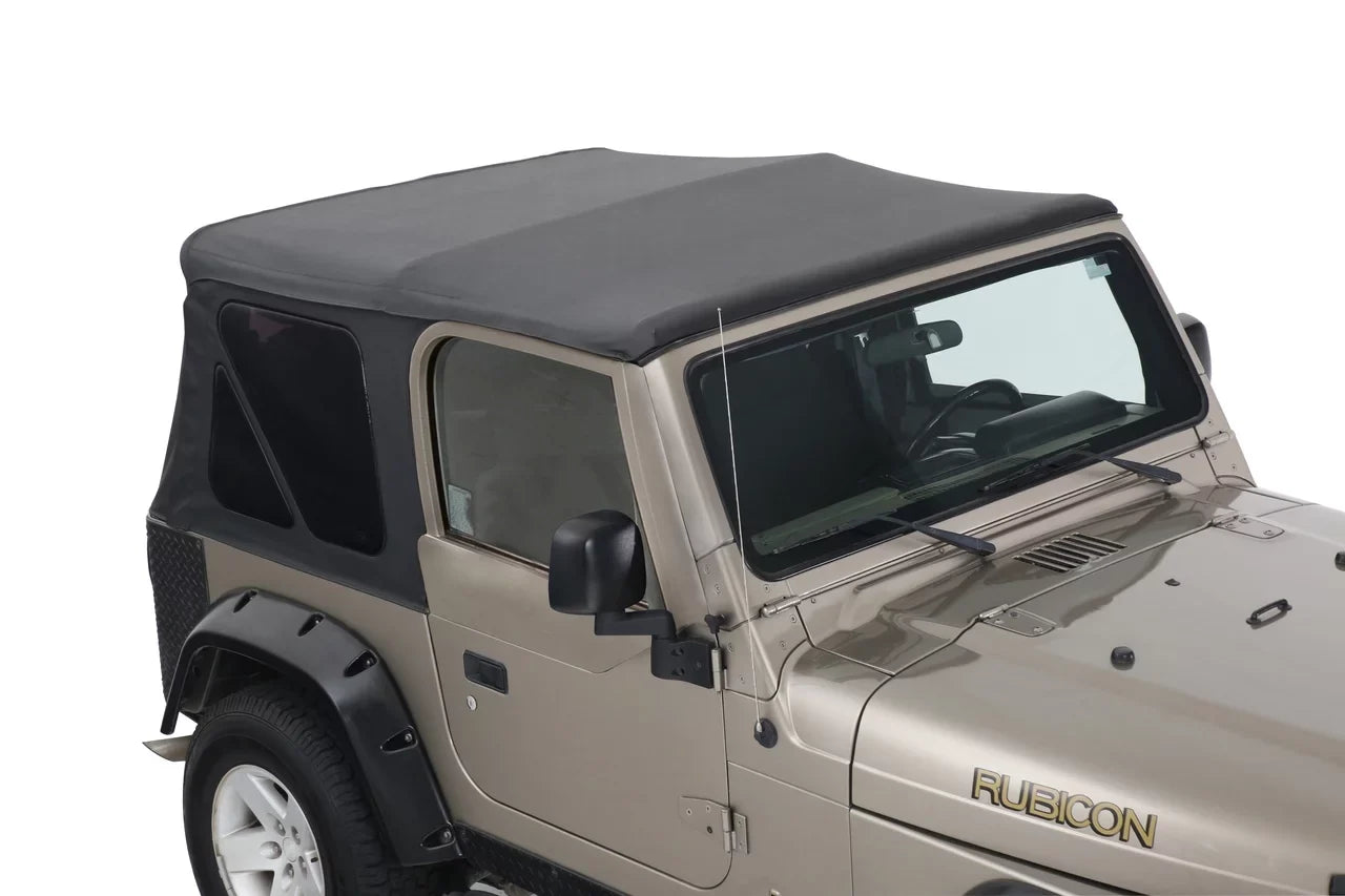 OVS 1997-2006 Fits Jeep Wrangler TJ King 4WD Premium Replacement Soft Top Without Upper Doors Black Diamond With Tinted Windows 14010235