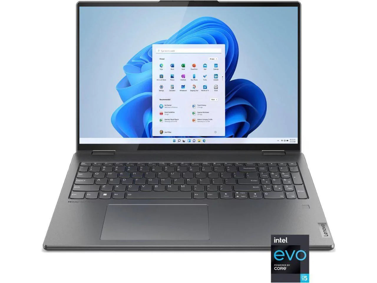 Lenovo Yoga 7i 2-in-1 Laptop, 16" 2.5K IPS Touchscreen Display, i5-1240P Processor, 8GB RAM, 1TB SSD, Iris Xe Graphics, Fingerprint Reader, Backlit Keyboard, Wi-Fi6, Windows 11 Home