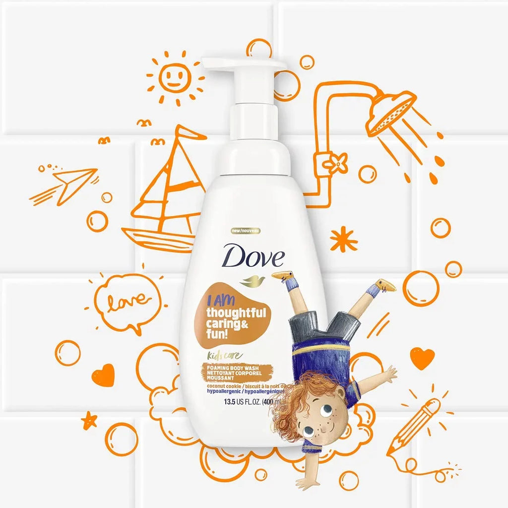 Dove Foaming Body Wash For Kids Coconut Cookie Sulfate-Free Skin Care, 13.5 Fl Oz, Pack Of 4.