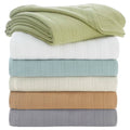 Vellux 100% Cotton Blanket - Soft, Breathable, Cozy & Lightweight Thermal Blanket - All Season Queen Size Blanket Perfect for Layering Bed, Couch & Sofa - Hotel Caliber (90x90 Inch Light Grey)