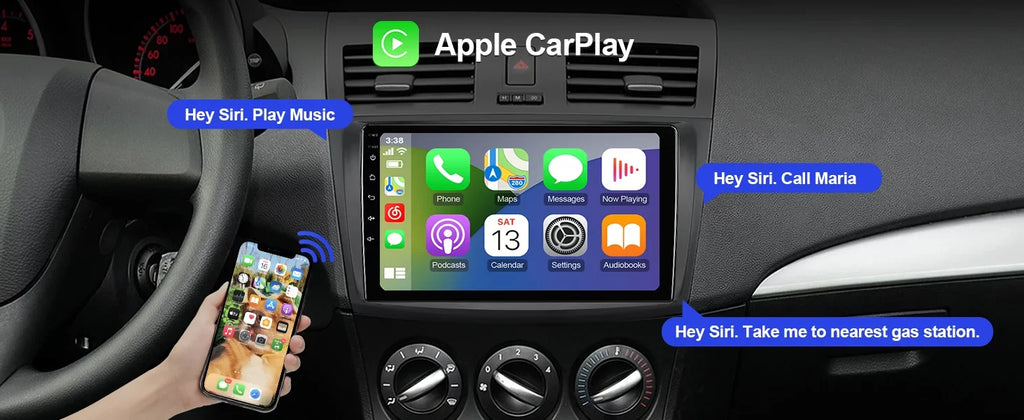 Android 10 Double Din Car stereo for Mazda 3 2010 2011 2012 2013 with 9 Inch TouchScreen Radio Built-in Wireless Carplay/Android Auto/GPS/Bluetooth/FM/AUX-in/Steering Wheel Control Backup Camera 2+32G