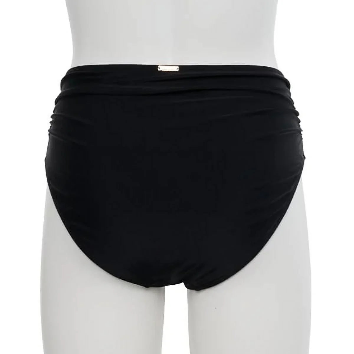 Nicole Miller BLACK Twist Front Bikini Top + Hi Waist Shirred Bottom 2Pc S