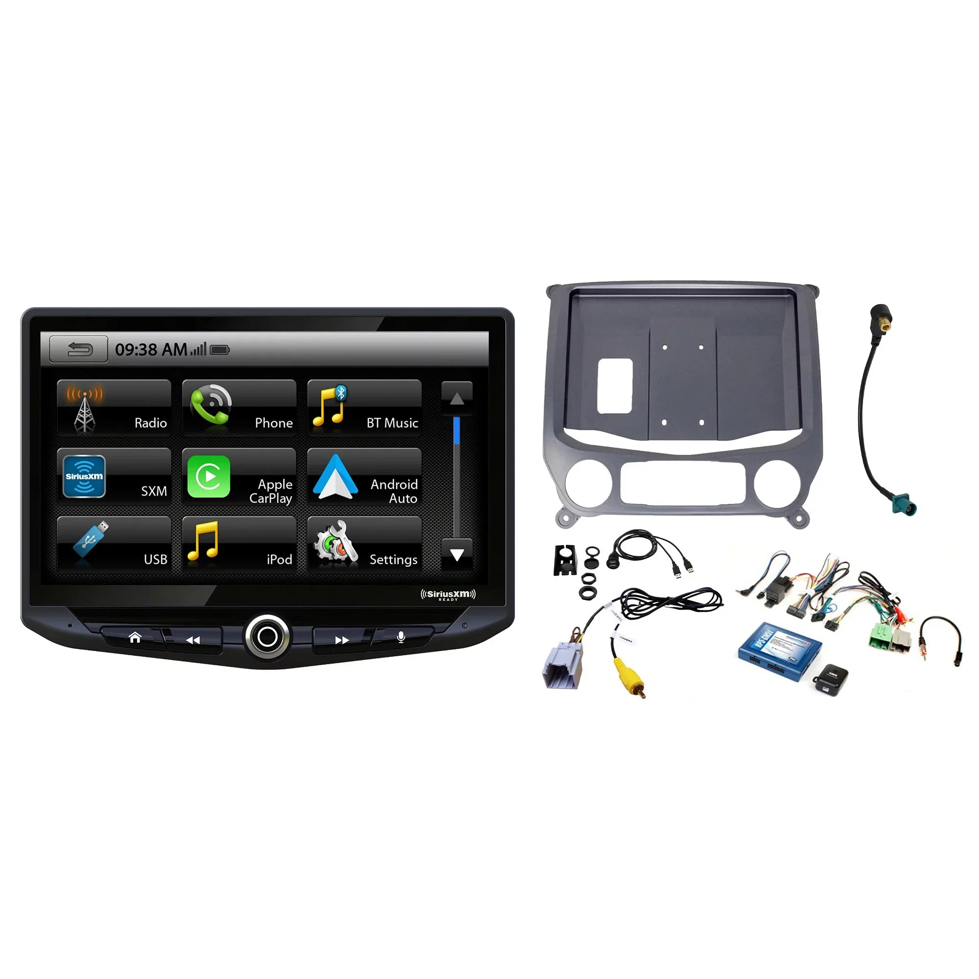 Stinger Heigh10 10" In-dash Infotainment System Matching with Apple CarPlay & Android Auto, Includes Navigation Card & Installation Kit Suitable with 14-18 GM Trucks