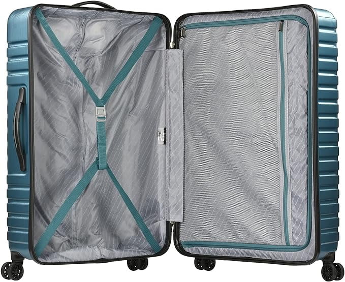 U.S. Traveler Boren Polycarbonate Hardside Rugged Travel Suitcase Luggage with 8 Spinner Wheels, Aluminum Handle, Teal, 3-Piece Set, USB Port in Carry-On