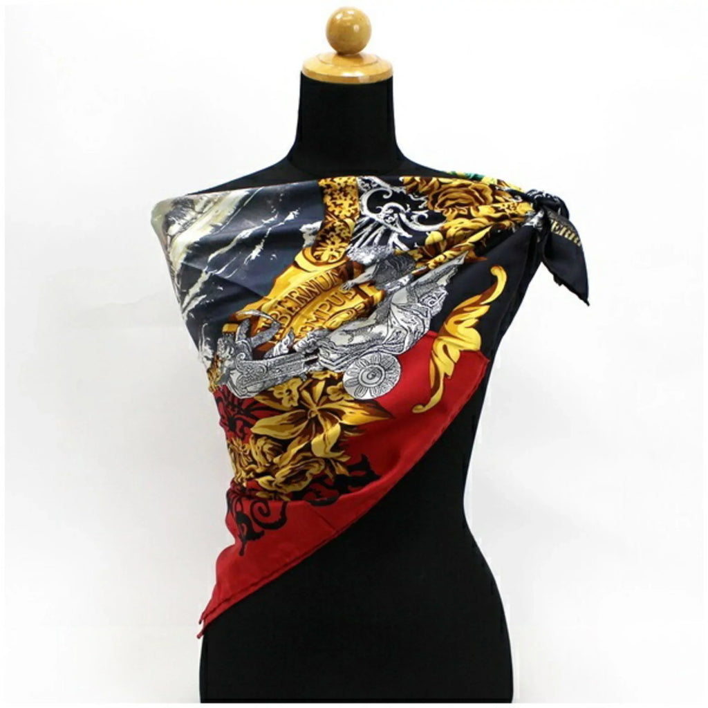 Pre-Owned Gianfranco Ferré Silk Scarf Stole Red x Black Multicolor GIANFRANCO FERRE Ladies (Good)