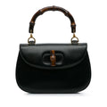 Pre-Owned Authenticated Gucci Bamboo Night Calf Leather Black Handbag Top HandleBag Unisex (Good)