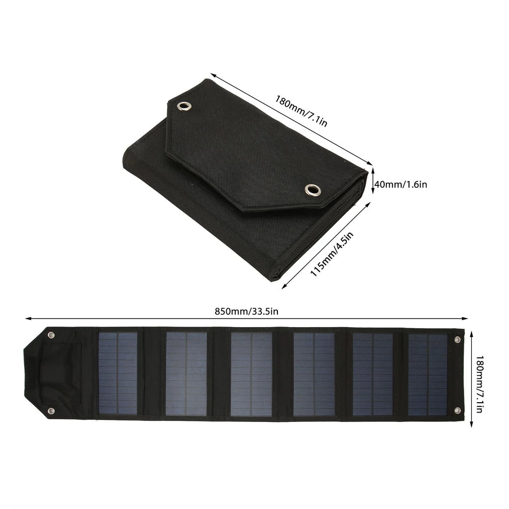 Qulable 28W Portable Solar Panel Charger with USB Port Waterproof 5V 4A Foldable Solar Charger for Smart Phones Tablets Black