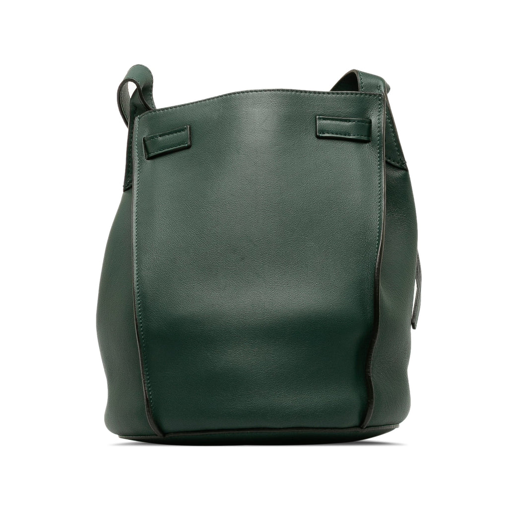 Pre-Owned Authenticated Celine Big Bag Bucket Calf Leather Green Bucket Bag DrawstringBag Unisex (Good)
