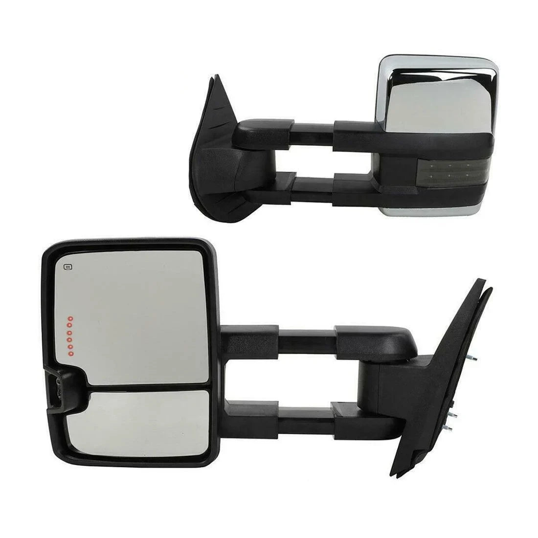 Teledu Power Heated Chrome Towing Mirrors For Chevrolet GMC LED Signal&Backup Lamp
