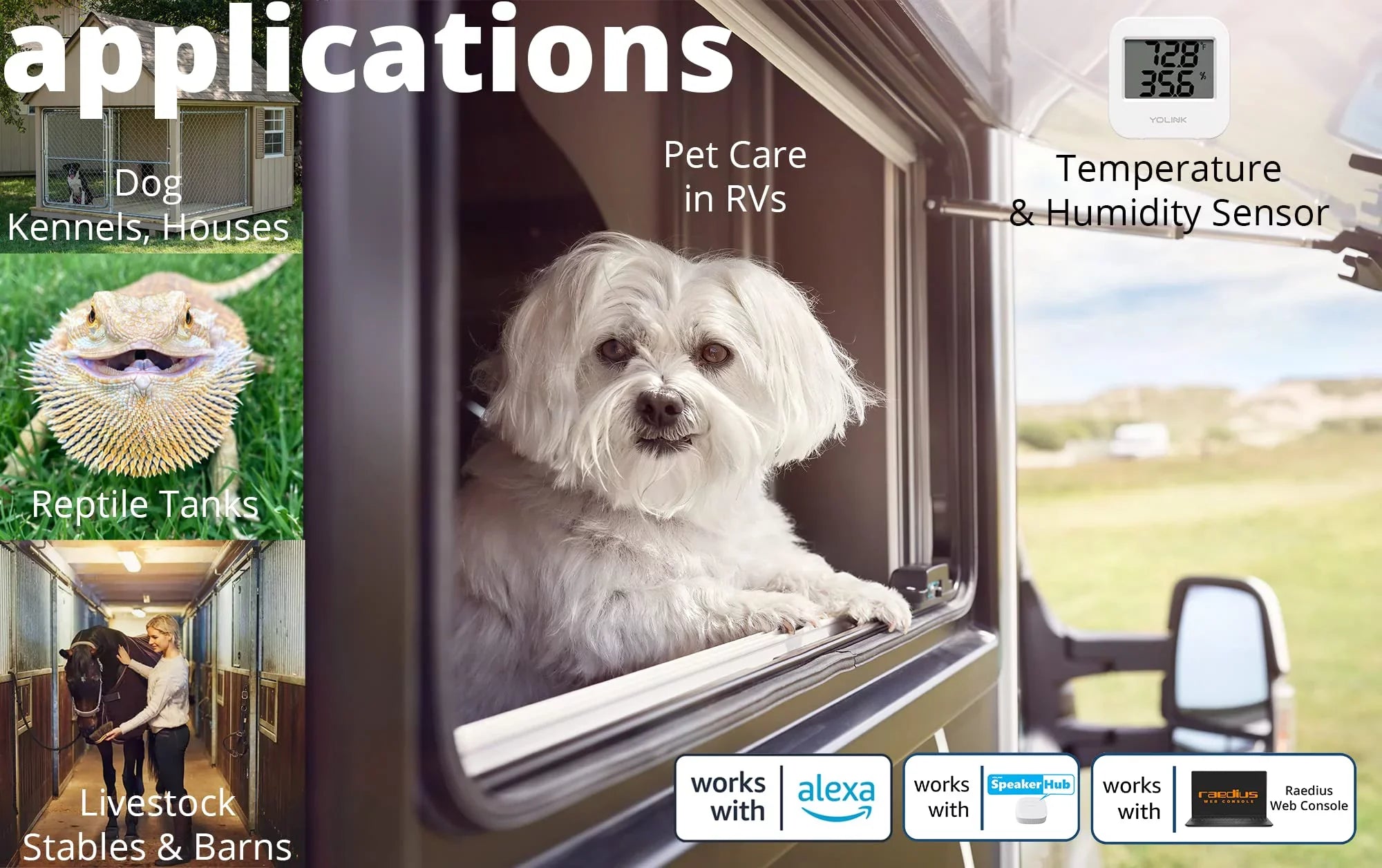 Smart Wireless Temperature / Humidity Sensor Wide Range (-22 to 158 degrees) for Freezer Fridge Monitoring Pet Cage/Tank Monitoring Smartphone Alerts, Works with Alexa IFTTT, 2 Pack - Hub Included