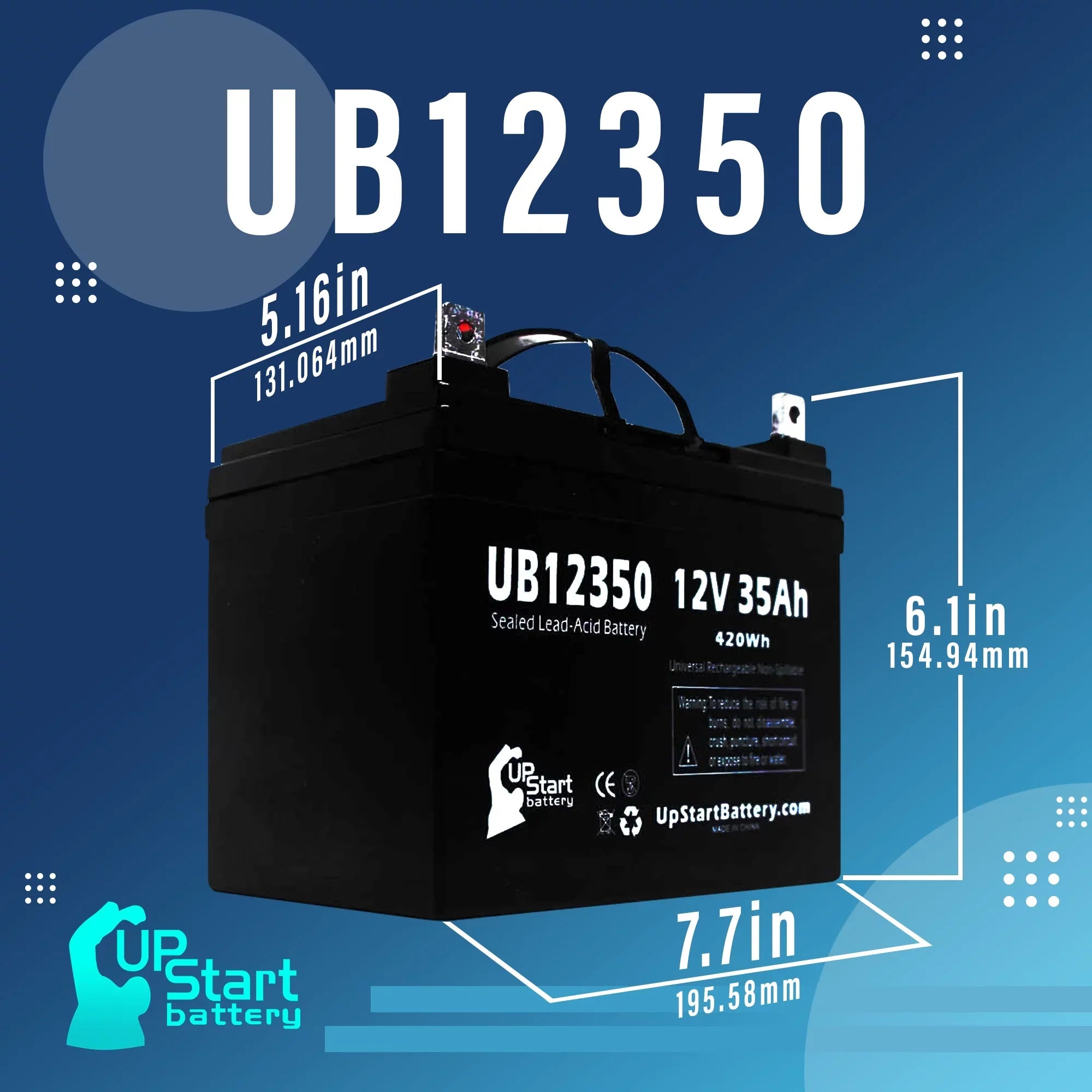 3x Pack - Fitting Imc Heartway Smart RT Battery - Replacement UB12350 Universal Sealed Lead Acid Battery (12V, 35Ah, 35000mAh, L1 Terminal, AGM, SLA)