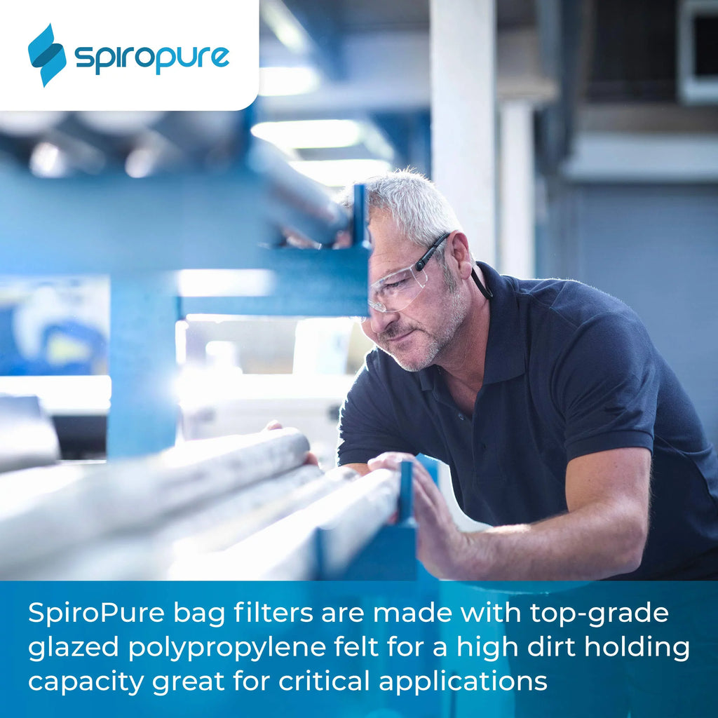 SpiroPure SP-BP-410-25 25 Micron #3 (10”) Glazed Polypropylene Felt Liquid Bag Filter BP-410-25 155389-03 (Case of 40)