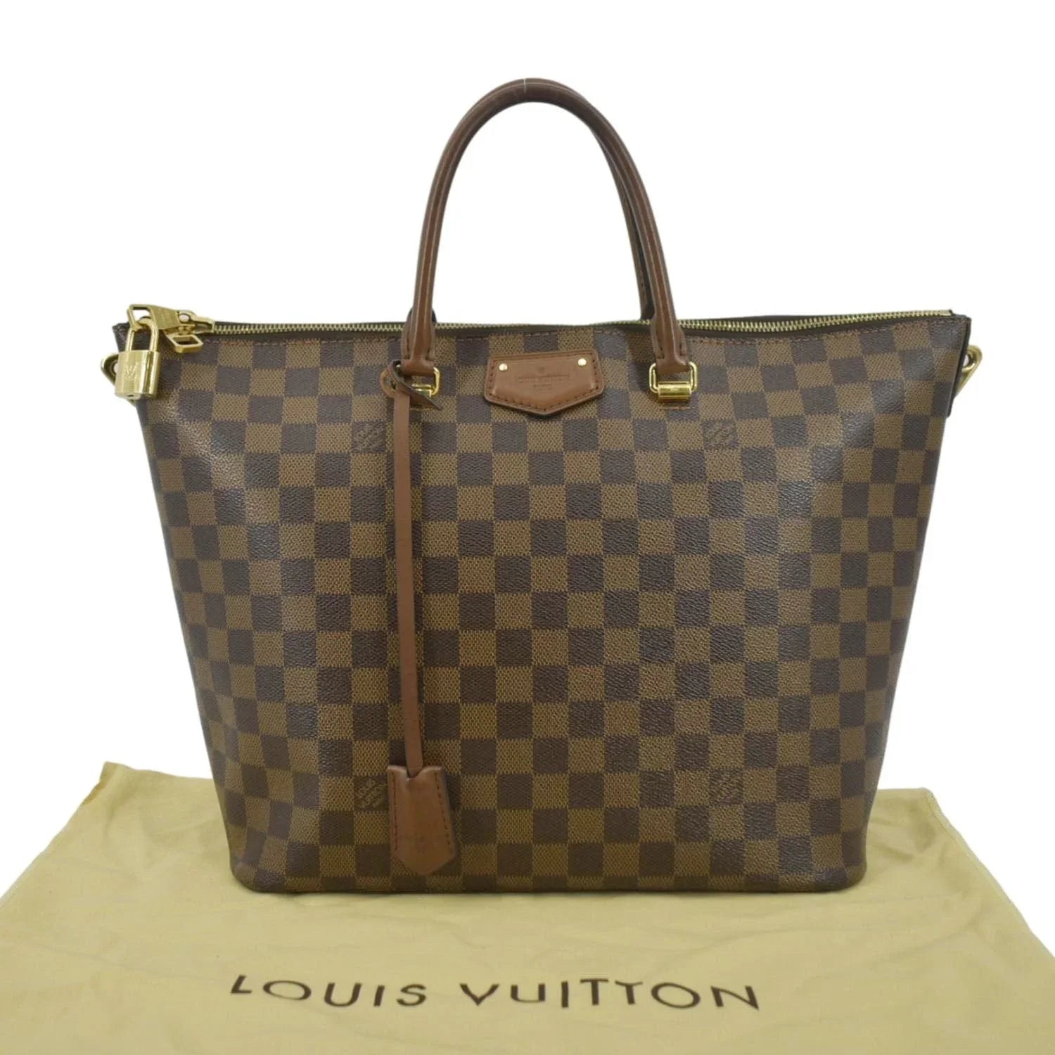 Pre-owned LOUIS VUITTON Belmont Damier Ebene Tote Bag Brown