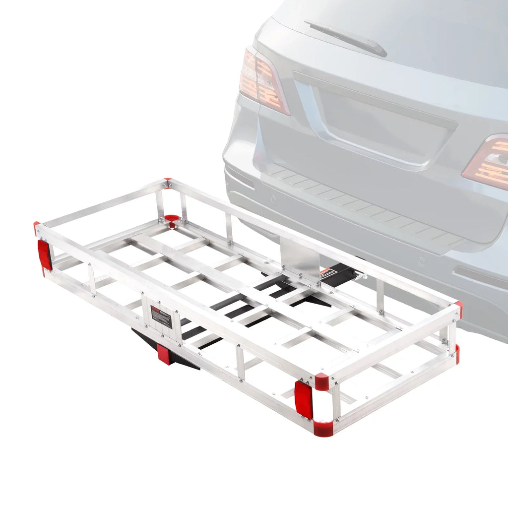 BENTISM Hitch Mount Cargo Carrier 47 x 20 x 6 in 500lb Aluminum Strong Fits 2" Receiver Cargo Basket for SUVs Sedans Vehicles