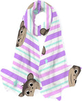 Hyjoy Monkey Faces On Stripe Long Silk Neck Scarf Lightweight Shawl Wrap Scarves for Women Girls