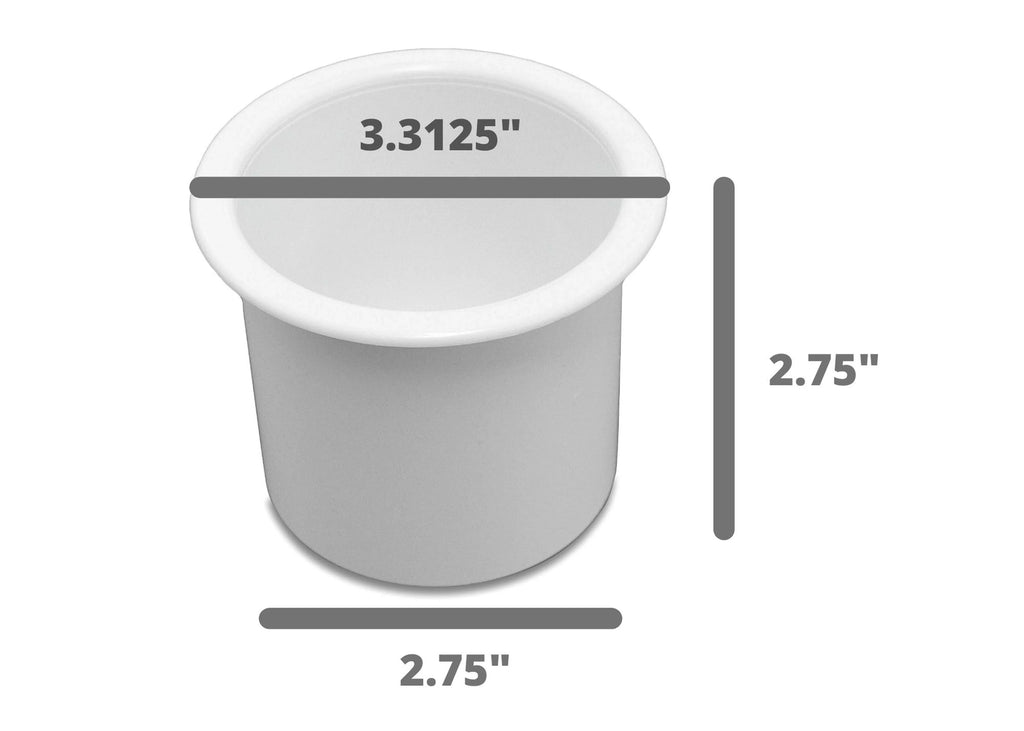 Red Hound Auto 100 Cup Holder Plastic Pocket Recessed Insert Universal for Craft RV Car Truck Sofa Game Table Marine Pontoon Motorhome Bulk Camper White
