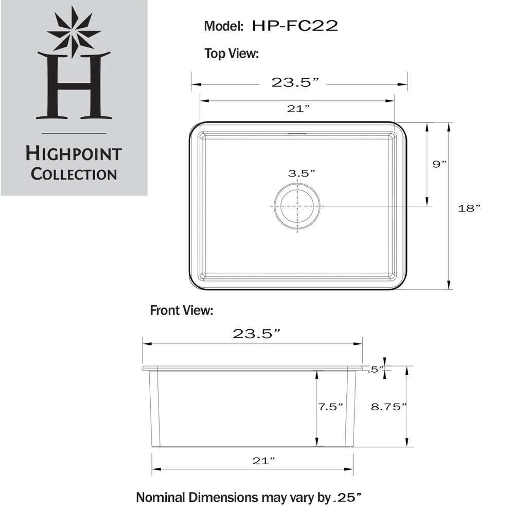 Highpoint Collection Dualmount Fireclay Kitchen Sink