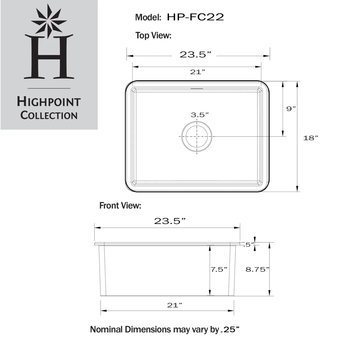 Highpoint Collection Dualmount Fireclay Kitchen Sink
