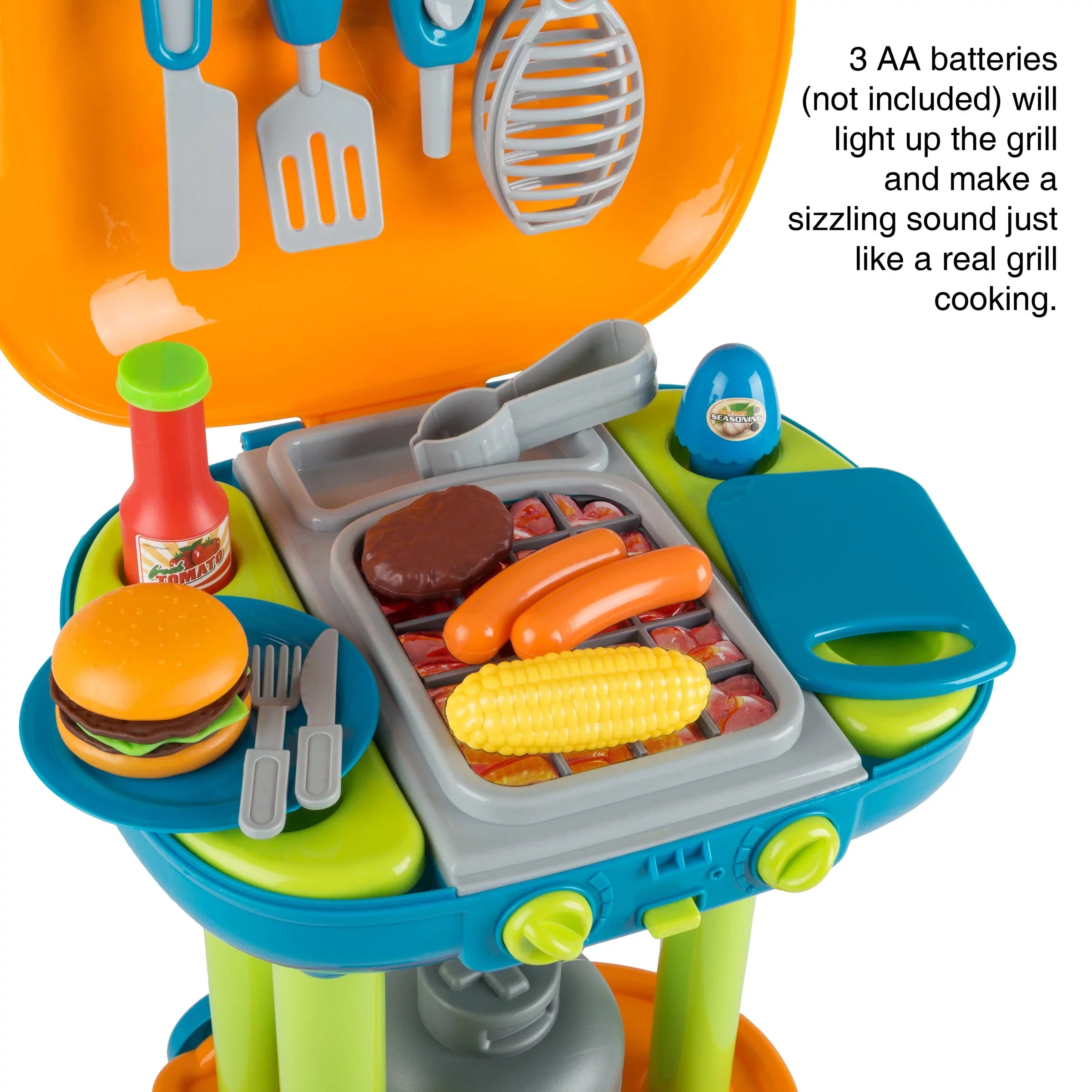 Hey! Play! BBQ Grill Toy Set - Pretend Play Kids Dinner Play Set