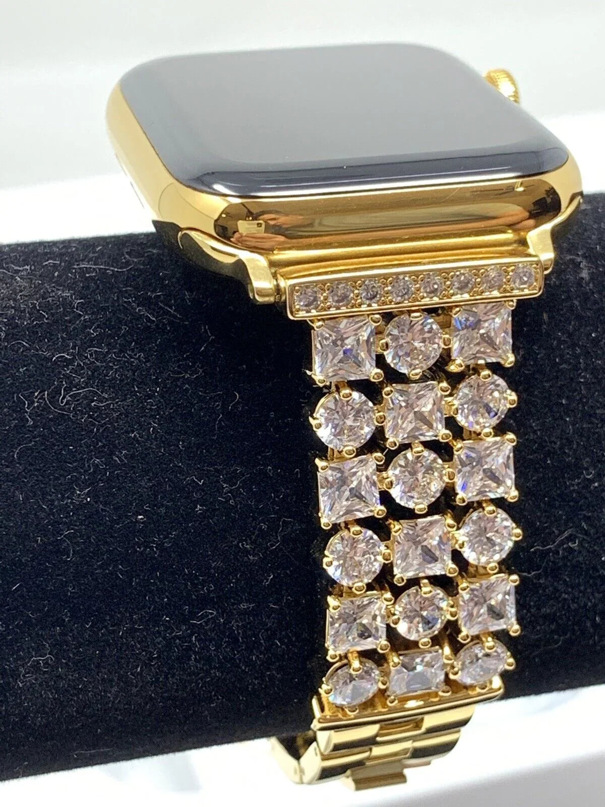 24K Gold Plated 44MM iWatch SERIES 5 Gold Link Band Diamond Rhinestones LTE