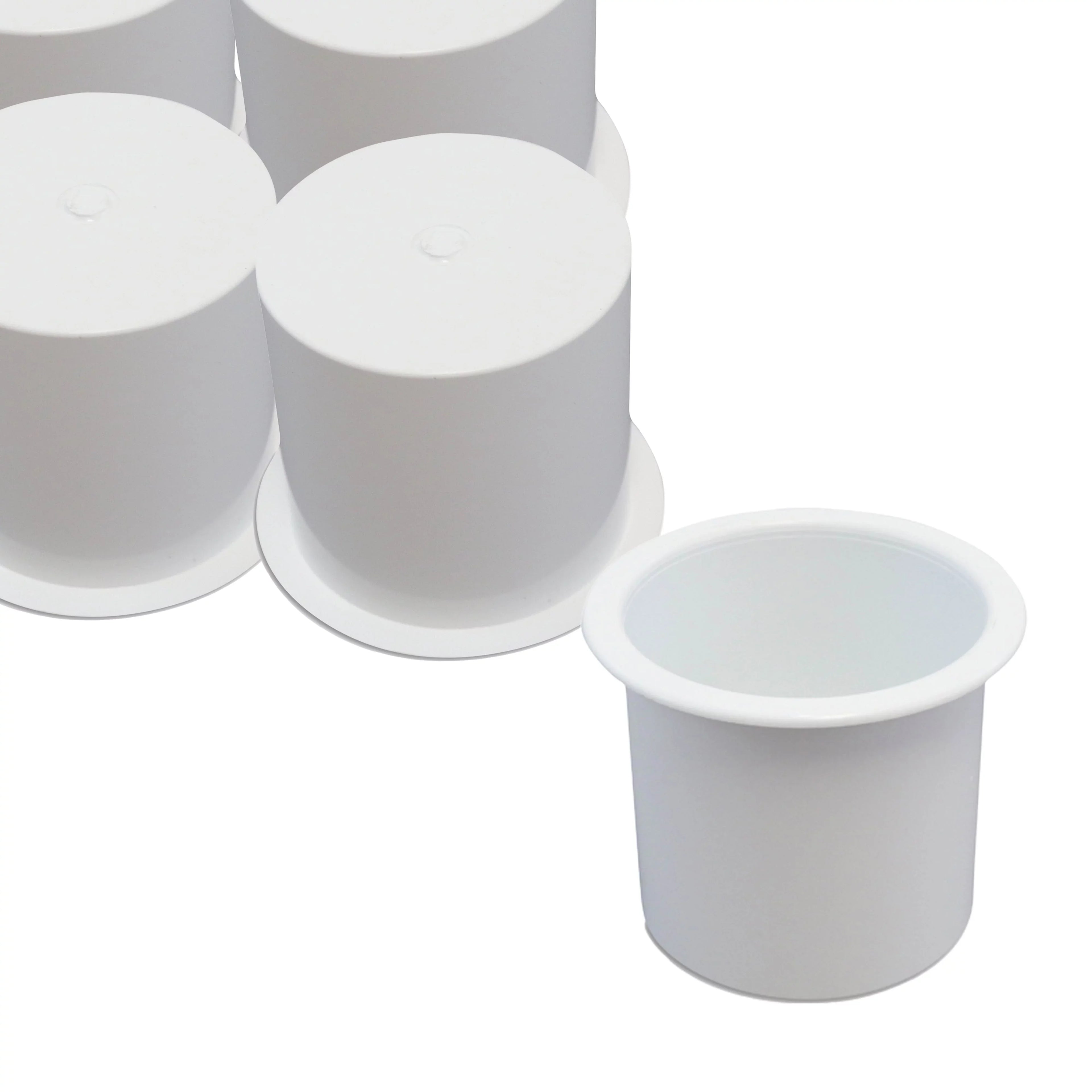 Red Hound Auto 100 Cup Holder Plastic Pocket Recessed Insert Universal for Craft RV Car Truck Sofa Game Table Marine Pontoon Motorhome Bulk Camper White